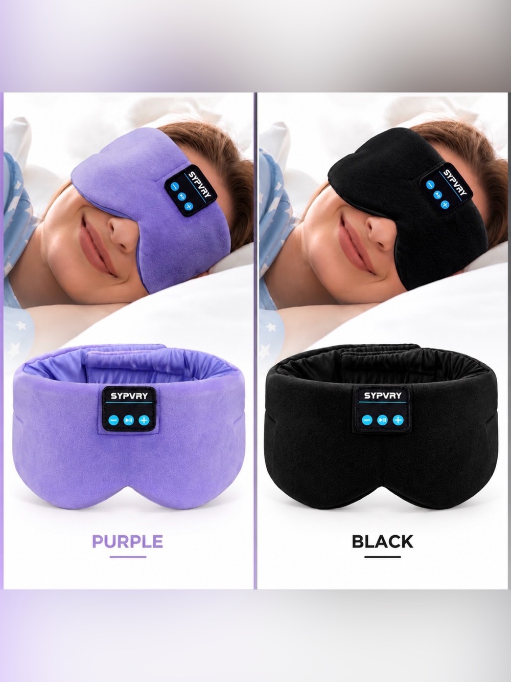 SYPVRY (1)Lavender (1) Black Heated Sleep Mask - Soothing Eye Pillow